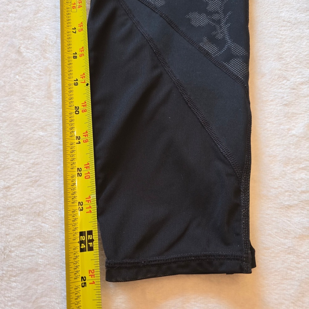 Athleta Womens Black Floral Mesh Panel High Rise Leggings Size M Zipper Pocket - Picture 10 of 12